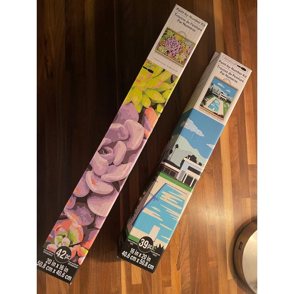 NEW Set of (2) Artist's Loft Paint by Numbers - Modern House/Pool & Succulents